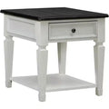 Liberty Furniture,Allyson Park Drawer End Table in Wirebrushed White w/ Charcoal Top