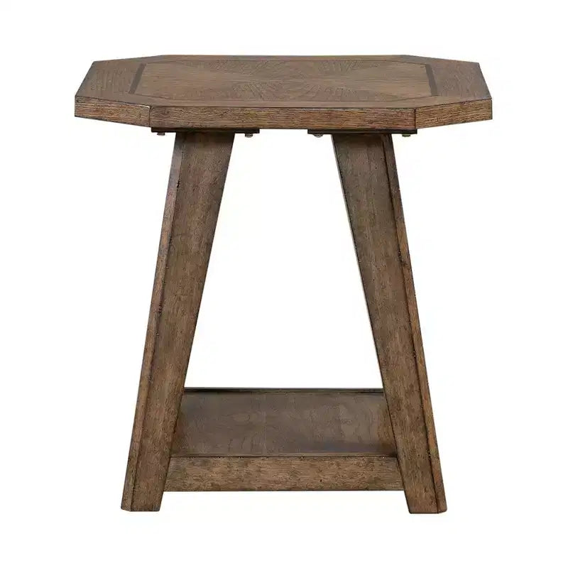 Liberty Furniture,Carolina Park Octagonal End Table for Living Room - Amber Brown Oak