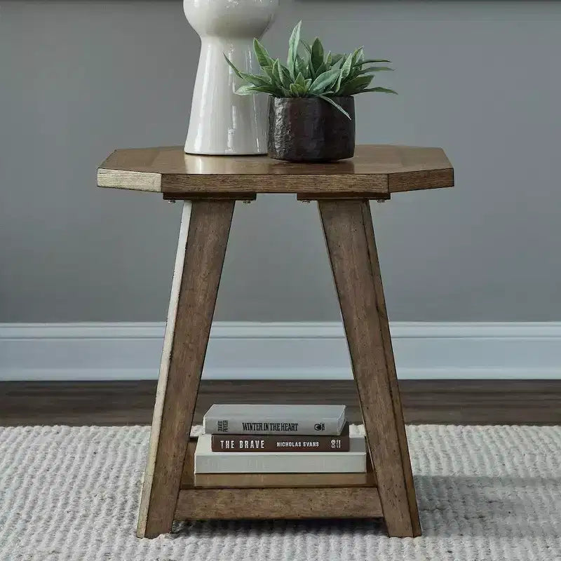 Liberty Furniture, Tavolino esagonale Carolina Park per soggiorno - Rovere marrone ambra
