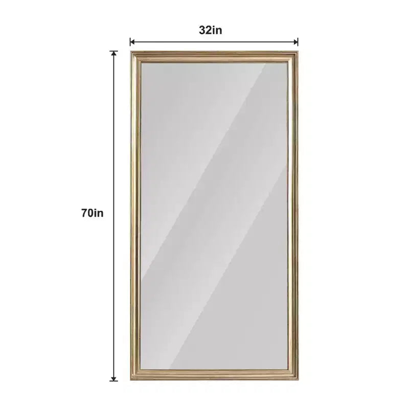 Specchio a figura intera 32 x 70 pollici con cornice in legno artificiale rame e staffa per camera da letto, soggiorno, specchio da pavimento