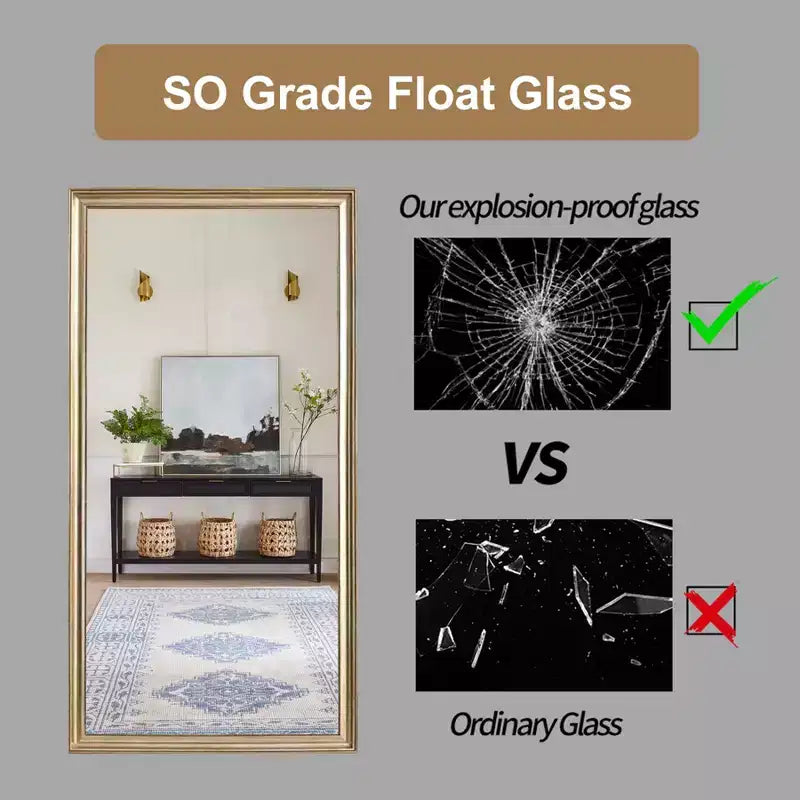 Specchio a figura intera 32 x 70 pollici con cornice in legno artificiale rame e staffa per camera da letto, soggiorno, specchio da pavimento