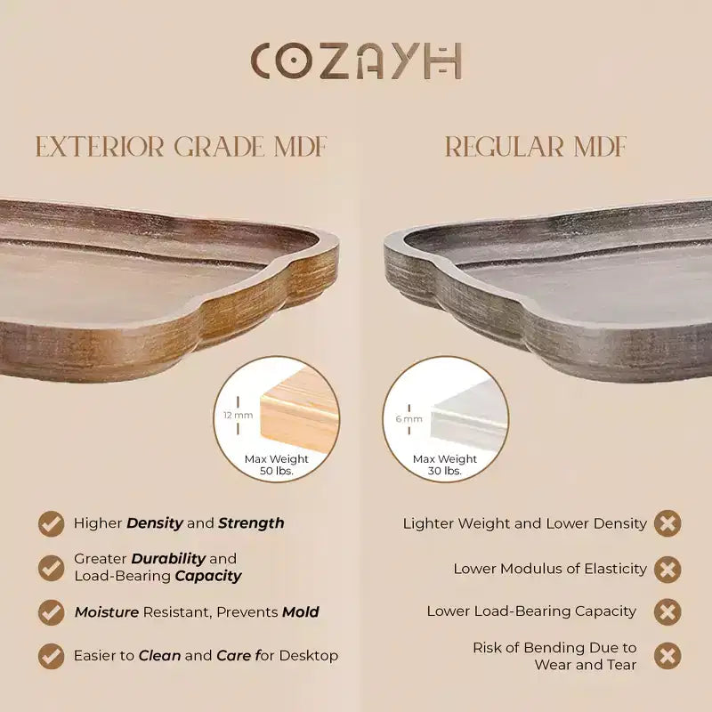 COZAYH Comodino/Tavolino laterale rustico in legno con vassoio quadrato, set di 2