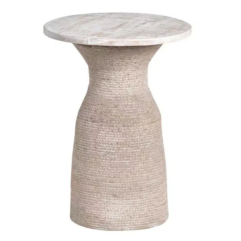 Crestview Collection Round Tan Solid Wood Accent_End Table