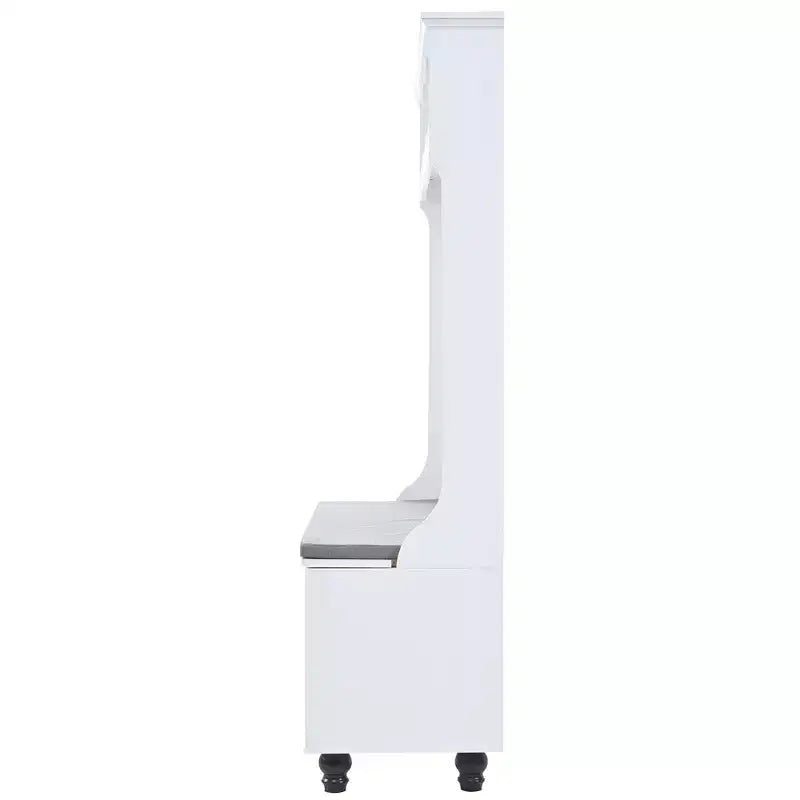 Okak 5-IN-1 attaccapanni da ingresso con ante a persiana, appendiabiti autoportante con cuscino e 4 robusti ganci, mobile appendiabiti ampio per corridoio, bianco