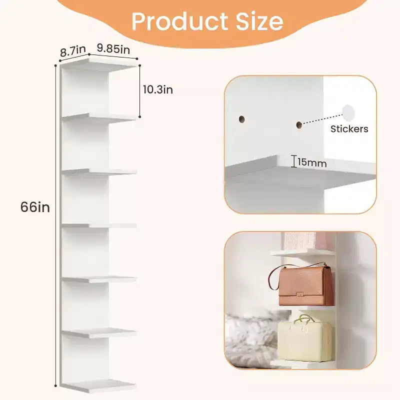 upsimples Scaffale sospeso a parete a 7 livelli, ripiano decorativo da esposizione e portaoggetti da parete bianco, mensole decorative per camera da letto, soggiorno e ufficio