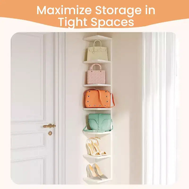 upsimples Scaffale sospeso a parete a 7 livelli, ripiano decorativo da esposizione e portaoggetti da parete bianco, mensole decorative per camera da letto, soggiorno e ufficio