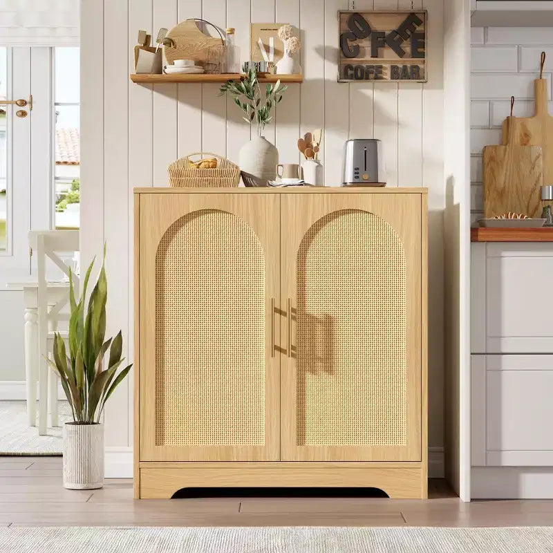 Credenza a buffet da 30", mobile bar in rattan, consolle da ingresso, armadietto a pavimento, credenza in legno per cucina e soggiorno