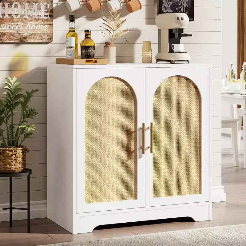 Credenza a buffet da 30", mobile bar in rattan, consolle da ingresso, armadietto a pavimento, credenza in legno per cucina e soggiorno