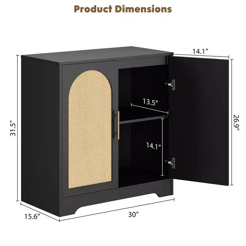 Credenza a buffet da 30", mobile bar in rattan, consolle da ingresso, armadietto a pavimento, credenza in legno per cucina e soggiorno