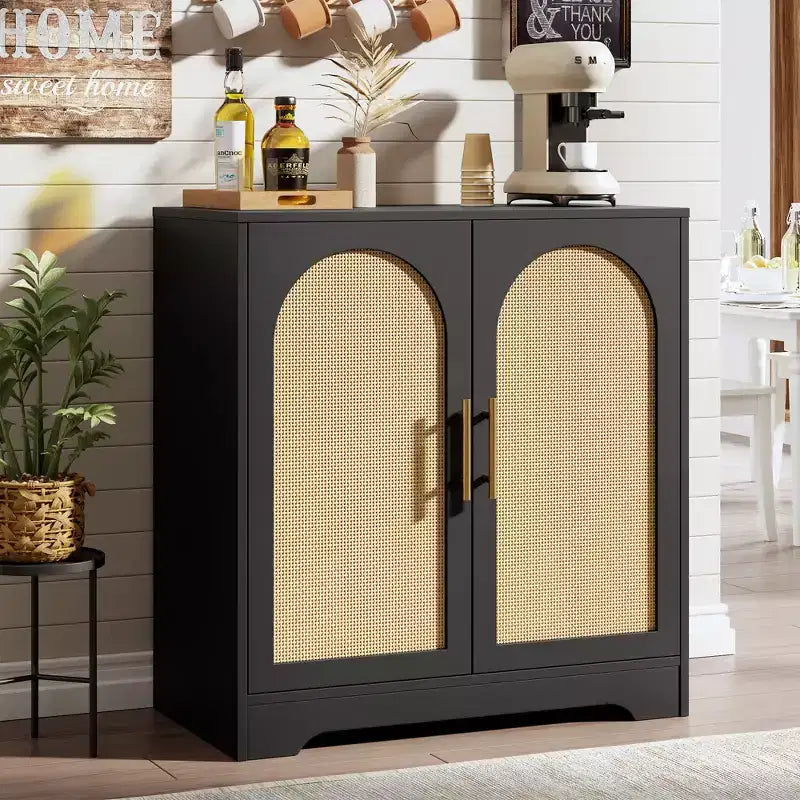 Credenza a buffet da 30", mobile bar in rattan, consolle da ingresso, armadietto a pavimento, credenza in legno per cucina e soggiorno