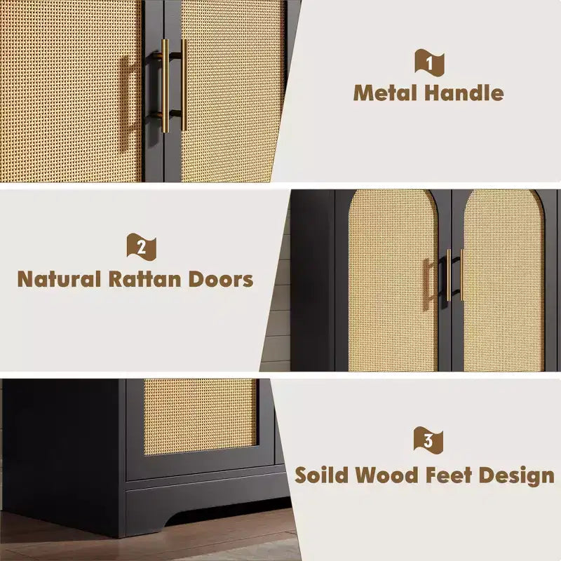 Credenza a buffet da 30", mobile bar in rattan, consolle da ingresso, armadietto a pavimento, credenza in legno per cucina e soggiorno