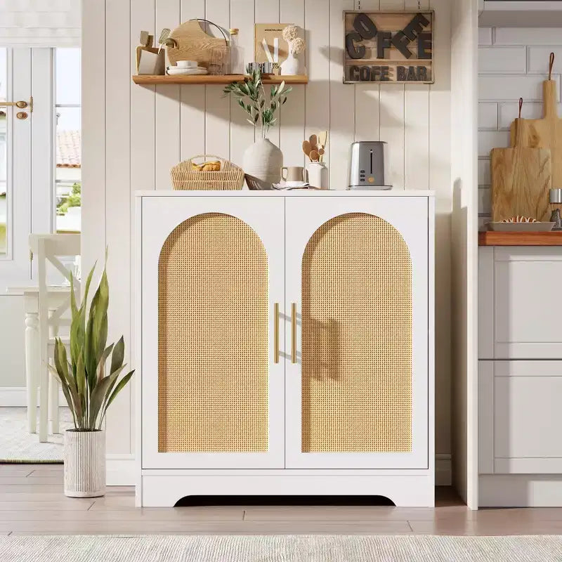 Credenza a buffet da 30", mobile bar in rattan, consolle da ingresso, armadietto a pavimento, credenza in legno per cucina e soggiorno