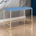 Royal Hampton Writing Desk with USB Dock and Metal Legs, Blue and Rose Gold