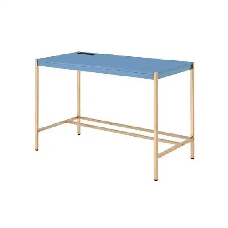 Scrittoio Royal Hampton con Dock USB e Gambe in Metallo, Blu e Oro Rosa