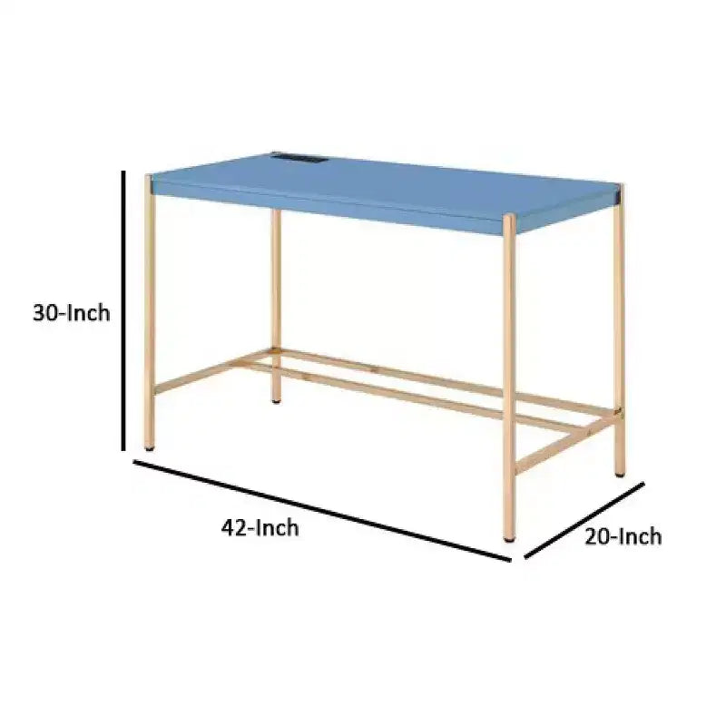 Scrittoio Royal Hampton con Dock USB e Gambe in Metallo, Blu e Oro Rosa