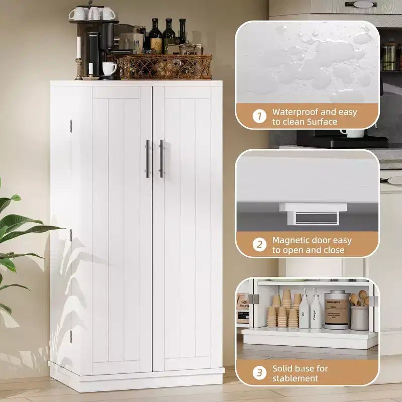 Dispensa da Cucina Celebalcony 47.24'', Mobili Contenitori per Alimenti con Anta e Ripiani Regolabili, Armadio Dispensa Autoportante per Cucina, Sala da Pranzo