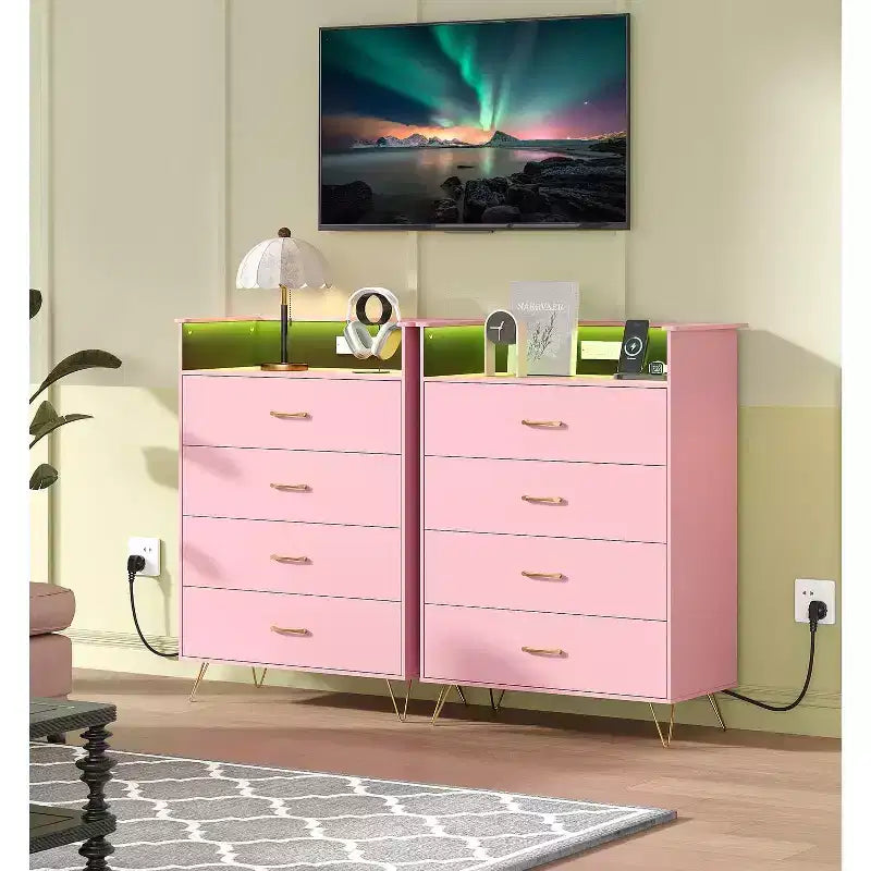 Cassettiera Alta a 4 Cassetti, Cassettiera in Legno a Grande Capacità per Organizzazione di Camera da Letto, Armadio, Soggiorno