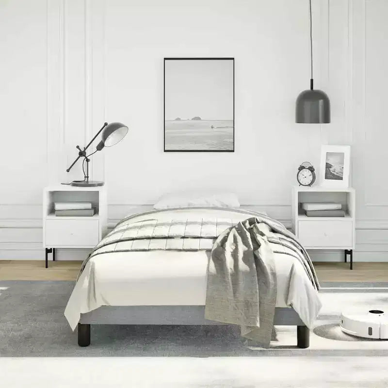 Base letto in poliestere grigio chiaro, multistrato, legno composito Twin XL