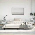 Bed Frame With Headboard White Faux leather, plywood, engineered wood