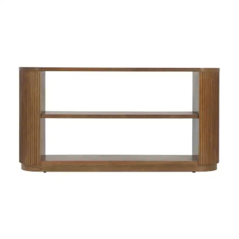 58.9 Tavolo Consolle da Ingresso Moderno, Tavolino Slim da Divano con Ripiano Aperto, Tavolo da Corridoio con Finitura Venata Legno per Soggiorno - Panipeachy