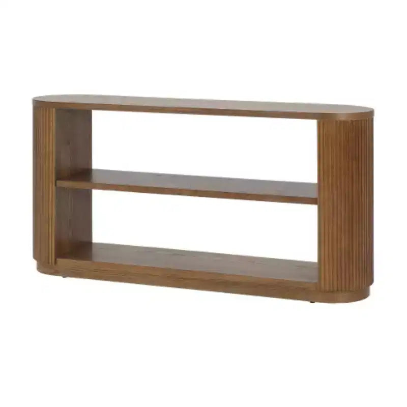 58.9 Tavolo Consolle da Ingresso Moderno, Tavolino Slim da Divano con Ripiano Aperto, Tavolo da Corridoio con Finitura Venata Legno per Soggiorno - Panipeachy