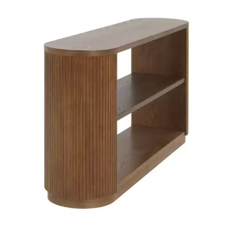58.9 Tavolo Consolle da Ingresso Moderno, Tavolino Slim da Divano con Ripiano Aperto, Tavolo da Corridoio con Finitura Venata Legno per Soggiorno - Panipeachy