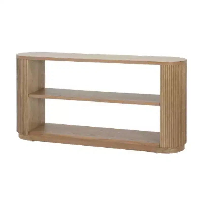 58.9 Tavolo Consolle da Ingresso Moderno, Tavolino Slim da Divano con Ripiano Aperto, Tavolo da Corridoio con Finitura Venata Legno per Soggiorno - Panipeachy