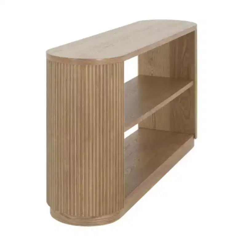 58.9 Tavolo Consolle da Ingresso Moderno, Tavolino Slim da Divano con Ripiano Aperto, Tavolo da Corridoio con Finitura Venata Legno per Soggiorno - Panipeachy