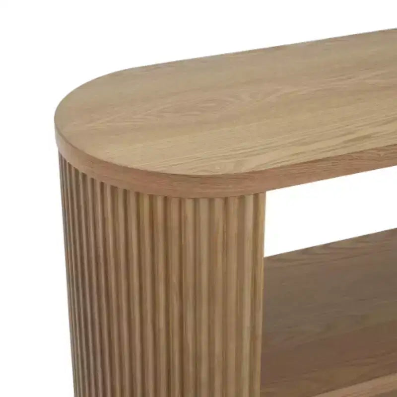 58.9 Tavolo Consolle da Ingresso Moderno, Tavolino Slim da Divano con Ripiano Aperto, Tavolo da Corridoio con Finitura Venata Legno per Soggiorno - Panipeachy