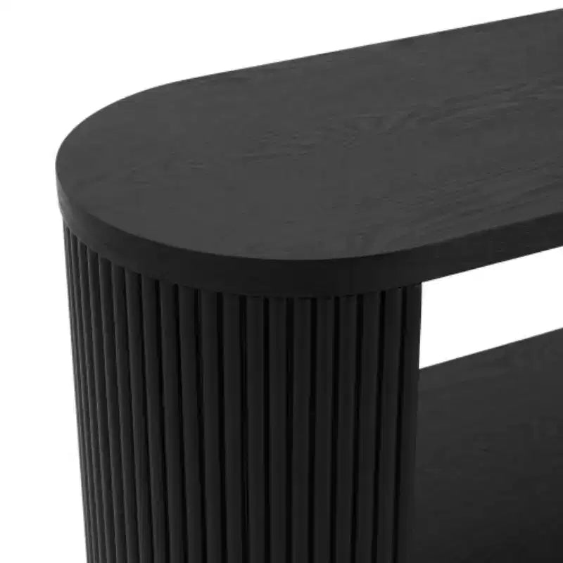 58.9 Tavolo Consolle da Ingresso Moderno, Tavolino Slim da Divano con Ripiano Aperto, Tavolo da Corridoio con Finitura Venata Legno per Soggiorno - Panipeachy