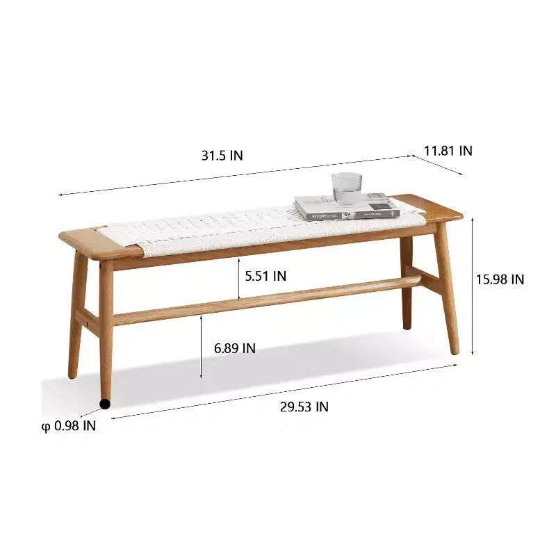Panca Intrecciata EHMKNP in Rovere Naturale: Seduta Versatile per Sala da Pranzo, Camera da Letto e Oltre