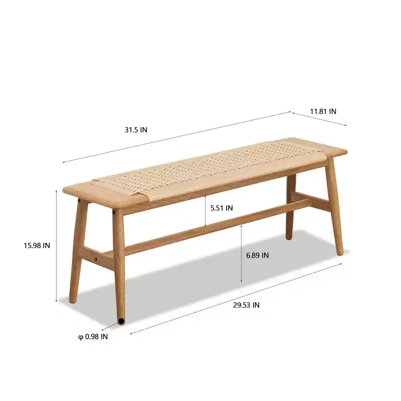 Panca Intrecciata EHMKNP in Rovere Naturale: Seduta Versatile per Sala da Pranzo, Camera da Letto e Oltre