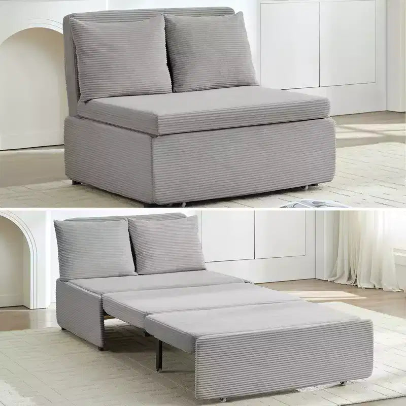 Mjkone Divano letto a una piazza, in tessuto di velluto a coste 2 in 1 convertibile, divanetto con cuscini
