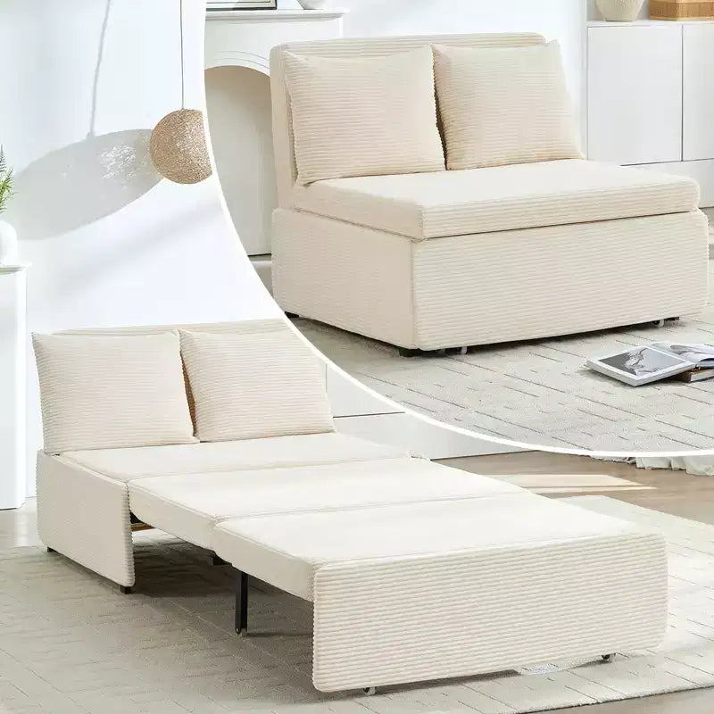 Mjkone Twin Size Sofa Bed, Corduroy Fabric 2 in 1 Convertible Loveseat Sleeper Sofa Couch with Cushions