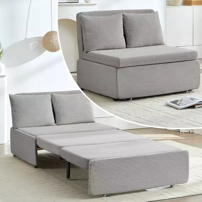 Mjkone Divano letto a una piazza, in tessuto di velluto a coste 2 in 1 convertibile, divanetto con cuscini