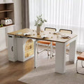 JVNOXK 59.00 inch Extendable Dining Table with 3 Removable Center Extensions, Mobile Storage Island with Power Outlet and Casters