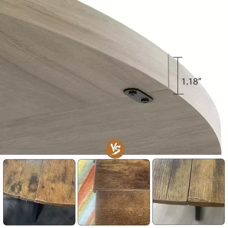 Tavolo da pranzo rotondo da 47 pollici per 4 persone - Tavolo da cucina in stile moderno-rustico con gambe in metallo, tavolo da pranzo circolare in legno per sala da pranzo, cucina, soggiorno