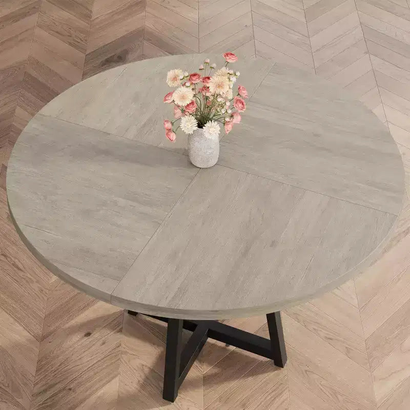 Tavolo da pranzo rotondo da 47 pollici per 4 persone - Tavolo da cucina in stile moderno-rustico con gambe in metallo, tavolo da pranzo circolare in legno per sala da pranzo, cucina, soggiorno