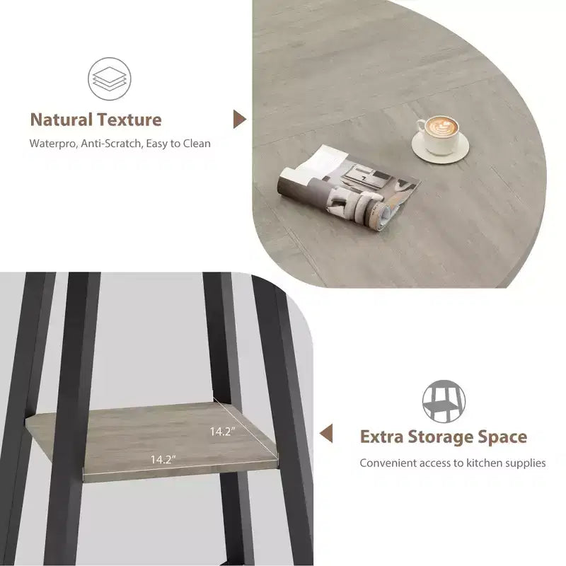 Tavolo da pranzo rotondo da 47 pollici per 4 persone - Tavolo da cucina in stile moderno-rustico con gambe in metallo, tavolo da pranzo circolare in legno per sala da pranzo, cucina, soggiorno