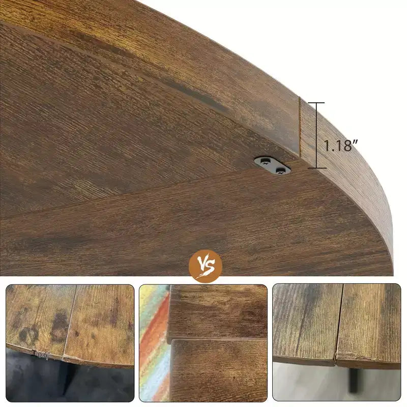 Tavolo da pranzo rotondo da 47 pollici per 4 persone - Tavolo da cucina in stile moderno-rustico con gambe in metallo, tavolo da pranzo circolare in legno per sala da pranzo, cucina, soggiorno