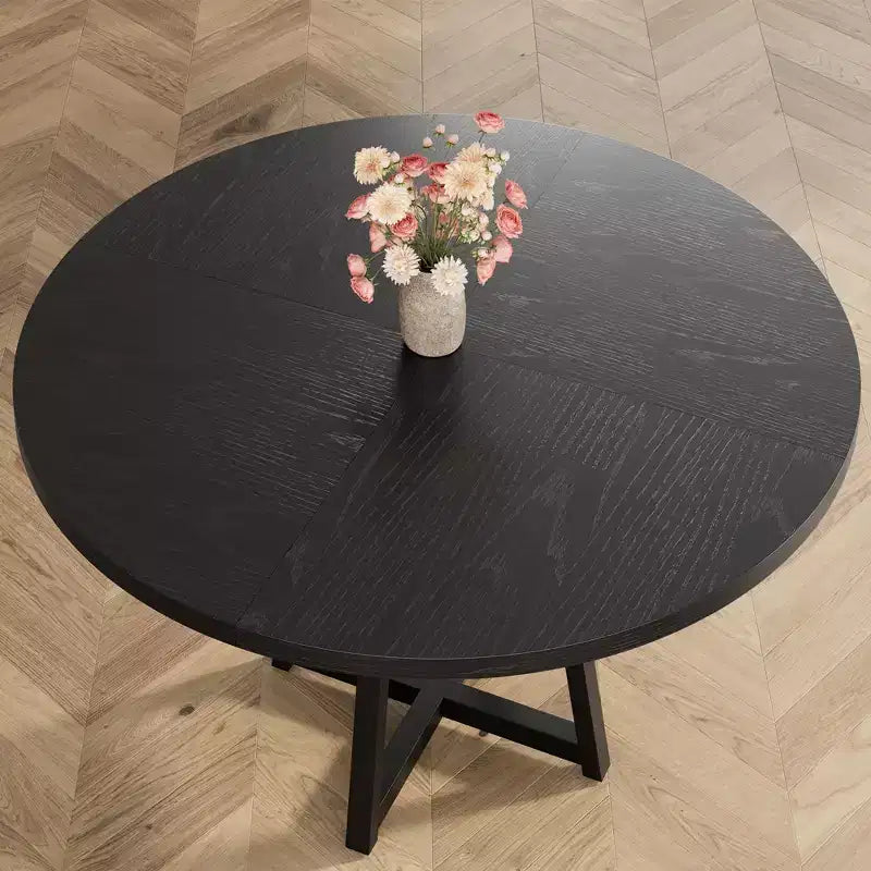 Tavolo da pranzo rotondo da 47 pollici per 4 persone - Tavolo da cucina in stile moderno-rustico con gambe in metallo, tavolo da pranzo circolare in legno per sala da pranzo, cucina, soggiorno