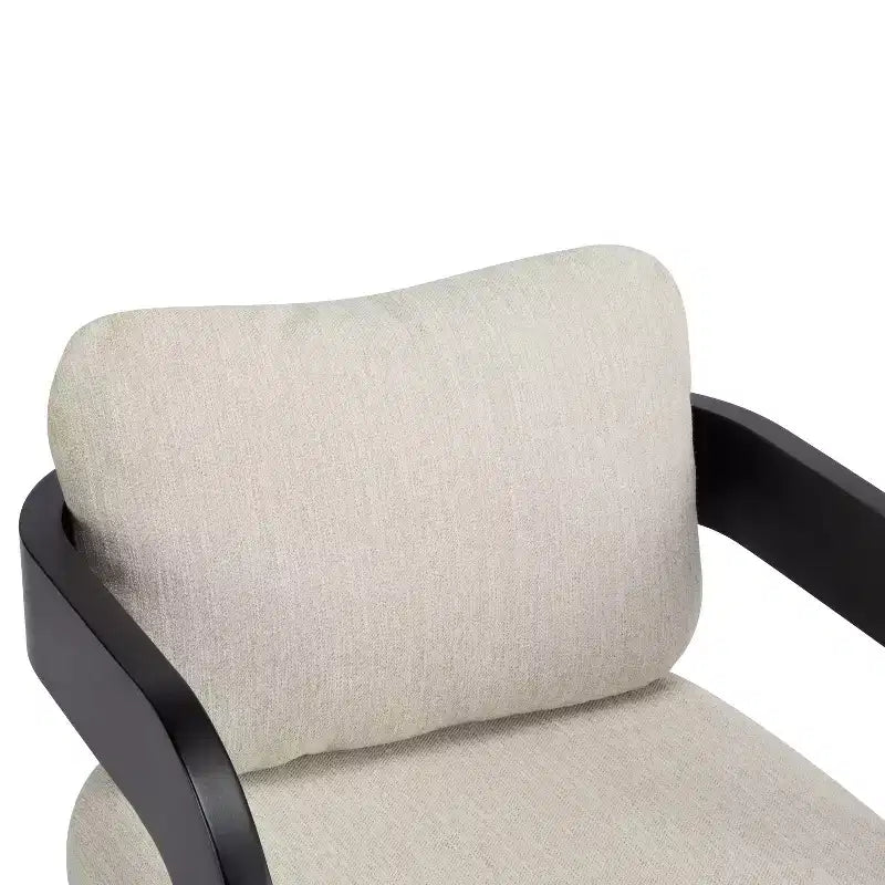 Set of 2 Boucle Armchairs with Pillow Back and Rubberwood Frame