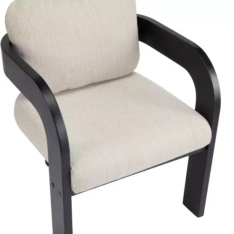 Set of 2 Boucle Armchairs with Pillow Back and Rubberwood Frame
