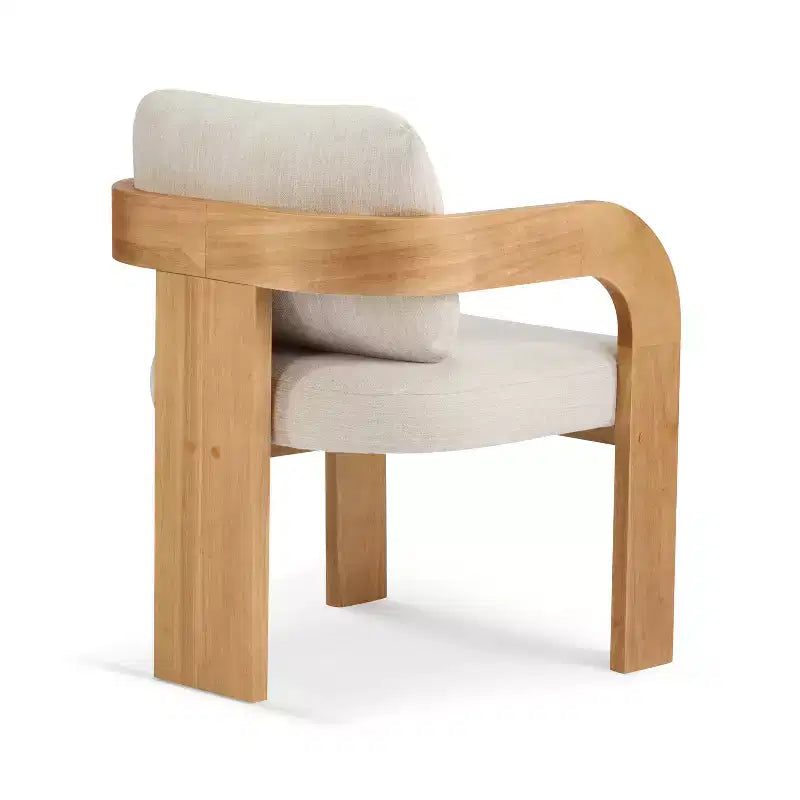 Set of 2 Boucle Armchairs with Pillow Back and Rubberwood Frame