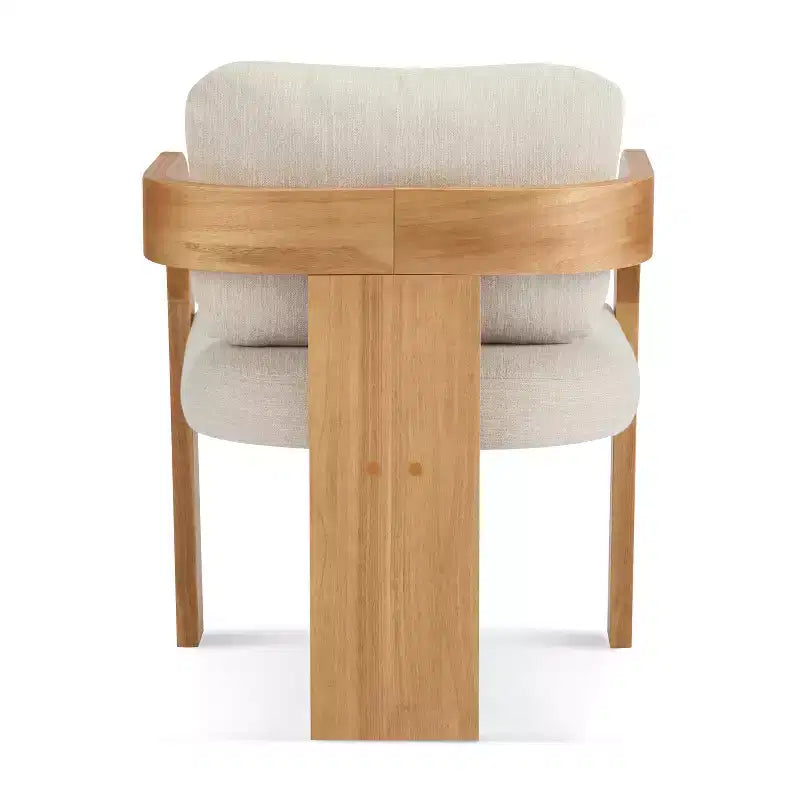 Set of 2 Boucle Armchairs with Pillow Back and Rubberwood Frame