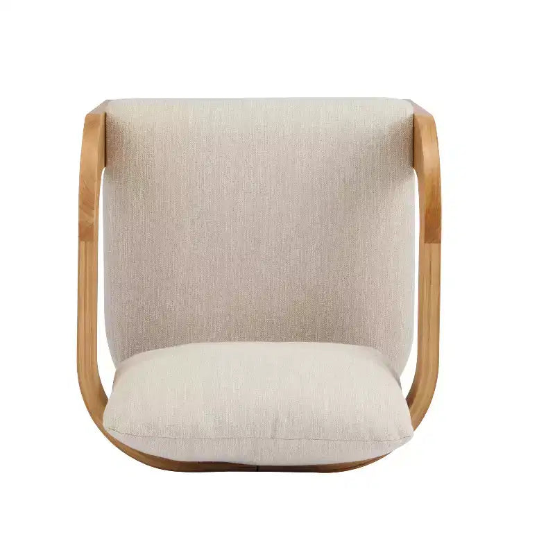 Set of 2 Boucle Armchairs with Pillow Back and Rubberwood Frame