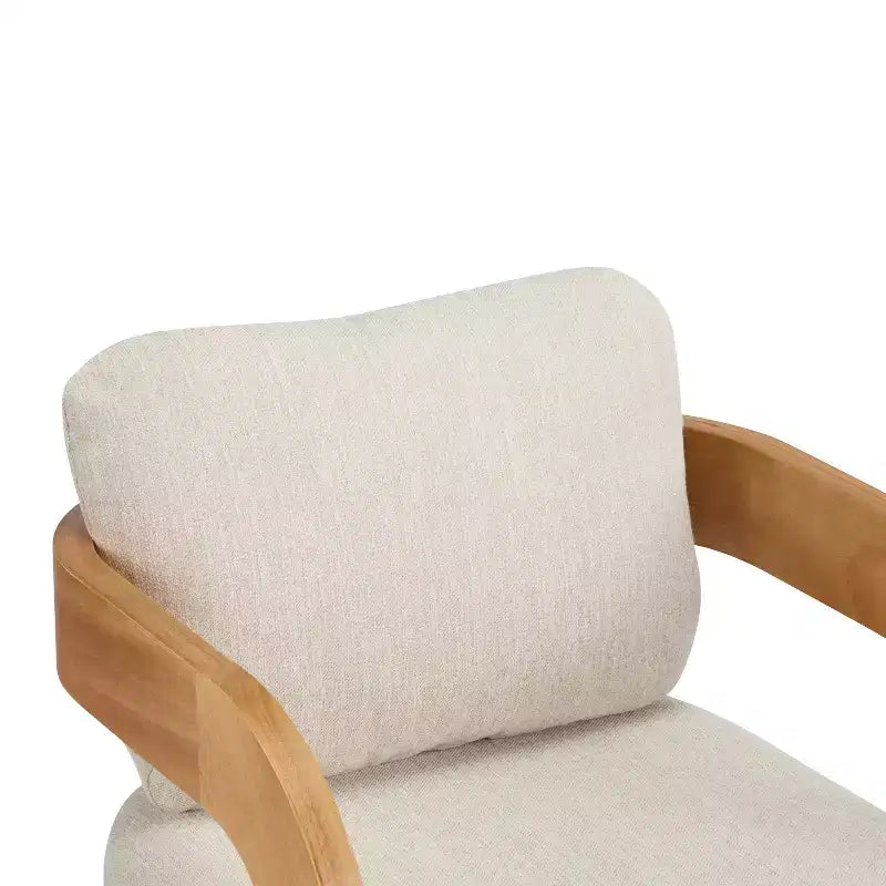 Set of 2 Boucle Armchairs with Pillow Back and Rubberwood Frame