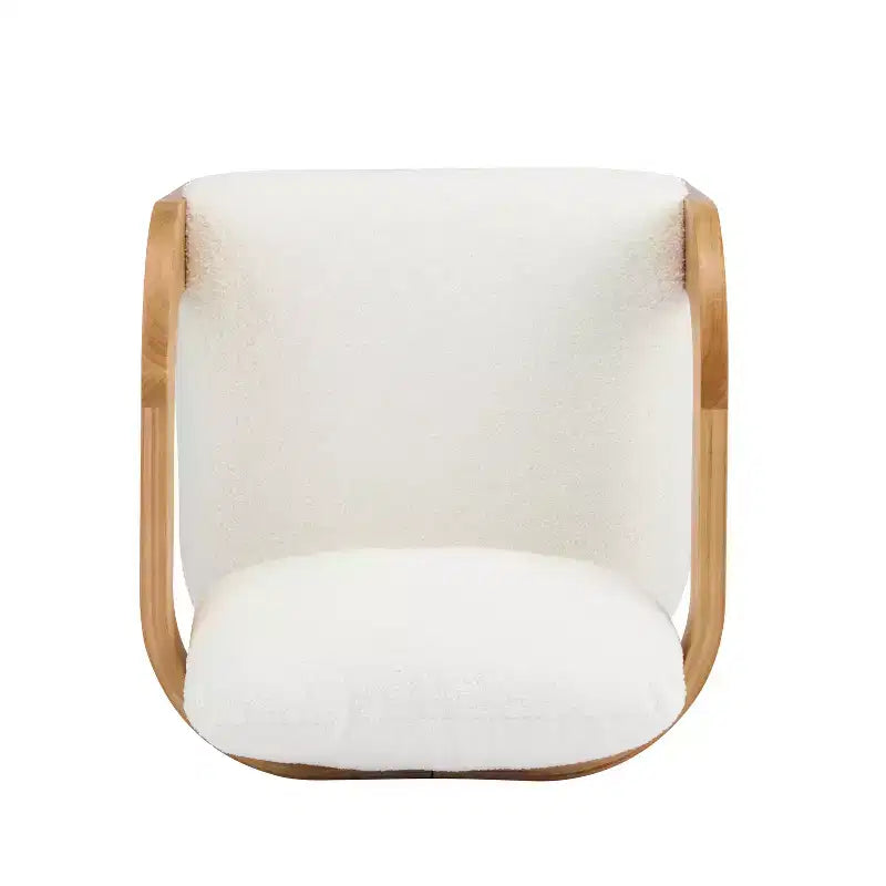 Set of 2 Boucle Armchairs with Pillow Back and Rubberwood Frame