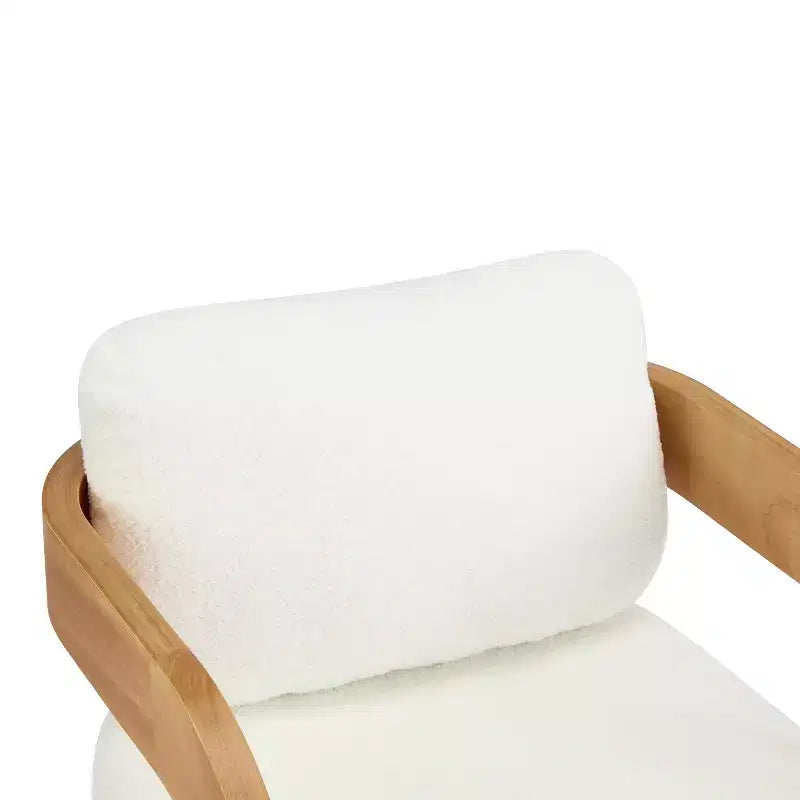 Set of 2 Boucle Armchairs with Pillow Back and Rubberwood Frame