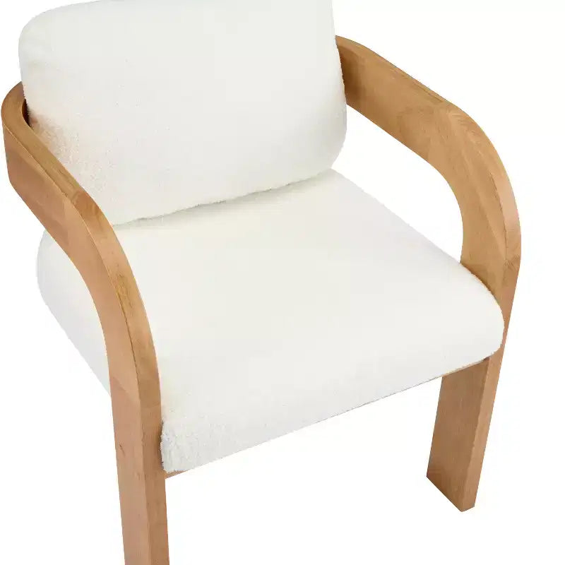 Set of 2 Boucle Armchairs with Pillow Back and Rubberwood Frame
